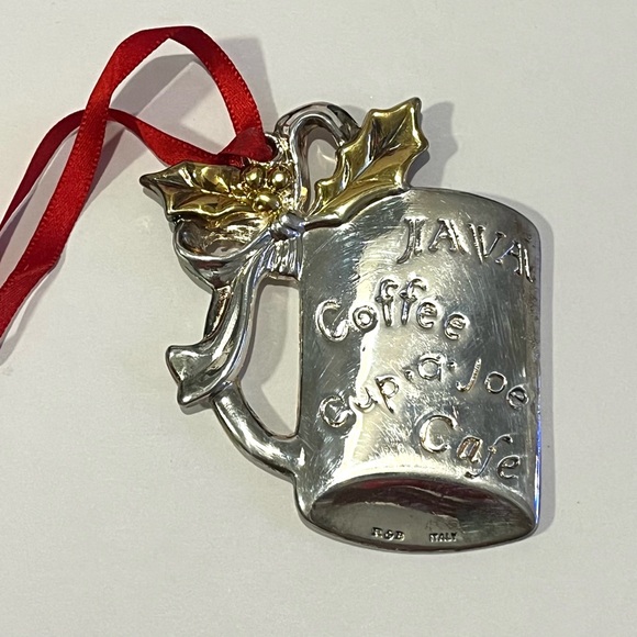 Reed & Barton Vintage Coffee Cup Christmas Ornament. Silver Plated. - Picture 2 of 11